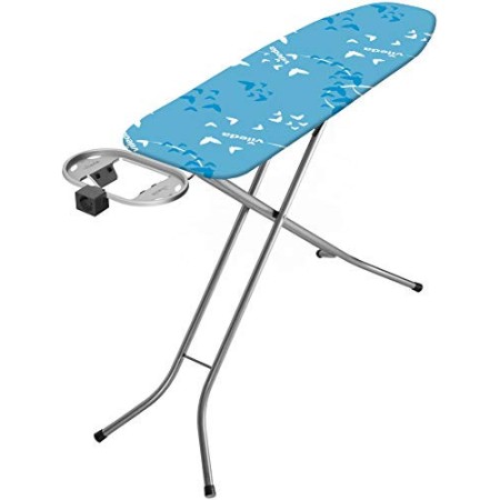Vileda Smart Plus Asse da Stiro, Regolabile in Altezza, Trasportabile, con Poggiaferro e Presa Elettrica, Blu, Piano Stiro 114 x