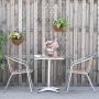 Outsunny Set Tavolo e Sedie da Giardino ed Esterno 3 Pezzi in Alluminio con Finitura Effetto Legno