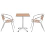 Outsunny Set Tavolo e Sedie da Giardino ed Esterno 3 Pezzi in Alluminio con Finitura Effetto Legno