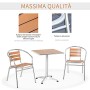 Outsunny Set Tavolo e Sedie da Giardino ed Esterno 3 Pezzi in Alluminio con Finitura Effetto Legno