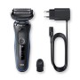 Braun Series 5 50-B1000s Rasoio Elettrico Barba, Wet&Dry, Ricaricabile, Rasoio A Lamina Senza Fili, Blu, Idea Regalo Festa del P