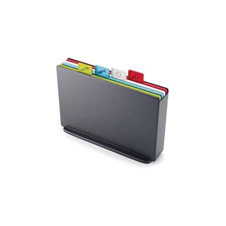 Joseph Joseph 60132 Index - Tagliere antiscivolo con custodia, Senza BPA, Grafite, Set di 4