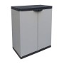 Adventa Armadio Basso in Resina con Ripiani 2 Ante, (Interno/Esterno), Grigio Nero, 68x39,5x85