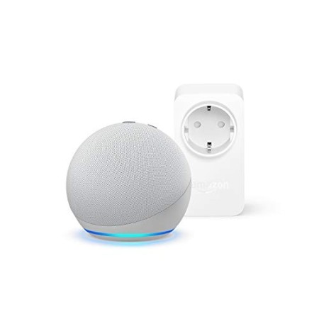 Nuovo Echo Dot (4ª generazione) - Bianco ghiaccio + Amazon Smart Plug (presa intelligente con connettività Wi-Fi), compatibile