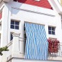 BAKAJI Tenda da Sole Telo Parasole a Righe in HDPE Resistente Protezione UV 90% per Balcone e Veranda Dimensione 150 x 290 cm co