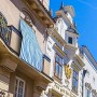 BAKAJI Tenda da Sole Telo Parasole a Righe in HDPE Resistente Protezione UV 90% per Balcone e Veranda Dimensione 150 x 290 cm co