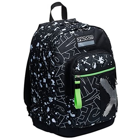 Seven Zaino New Fit, Cool Type, Nero, Doppio Scomparto, Scuola & Viaggio
