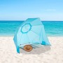 Relaxdays, Blu Tenda-Ombrellone da Spiaggia, 2 in 1 Protezione dal Sole per Vacanze al Mare, con Custodia, HD 210x180 cm