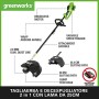 Greenworks Tosaerba a Batteria e Sense 2in1 GD40BC (Li-Ion 40 V 40 cm/25 cm Larghezza di Taglio 2 mm Filo/Coltello 5300 Giri/Min