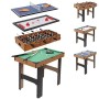 BAKAJI Tavolo Multigioco 4in1 in Legno con Giochi Intercambiabili Sportivi Multigiocatore Calcio Balilla Biliardo Ping Pong Air 