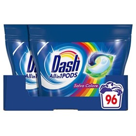 Dash All in 1 Pods Detersivo Lavatrice in Capsule, 96 Lavaggi (2 x 48), Salva Colore, Maxi Formato, Pulizia Profonda, Per Tutti 