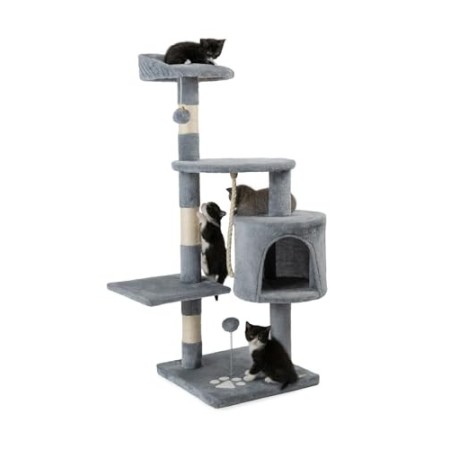 dibea Tiragraffi per gatto albero tiragraffi gatto gioco giocattolo gatti Altezza 112 cm Grigio chiaro
