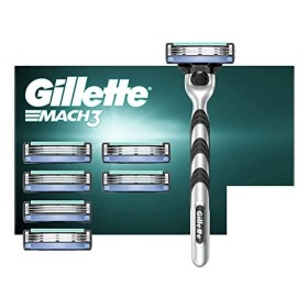 Gillette Mach3 Rasoio Uomo + 7 Lamette di Ricarica Con Lame Forti che durano nel tempo
