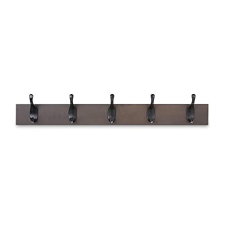 AmazonBasics - Legno Appendiabiti da parete, 5 ganci moderni 57 cm, Caffè