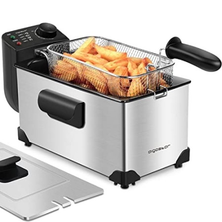 Aigostar Agni 30HEY - Friggitrice 2200Watts, Capacità 3Litri, Controllo di temperatura, Ciotola d'olio removibile. Realizzata i