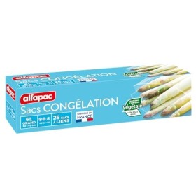 Alfapac – 25 sacchetti per freezer con lacci, modello grande – Vegetal Origin – Made in France – sacchetti di dimensioni