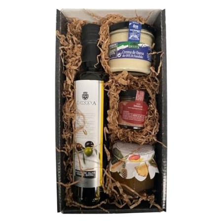 Cesto natalizio gourmet con olio extra vergine di oliva 250 ml in vetro, crema di pecorino naturale 110 g, paté iberico DELIEX 