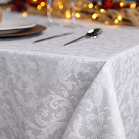 Giovanni Dolcinotti Table Collection | Tovaglia Natalizia Jacquard 140x220 cm - 100% Cotone, Bianco