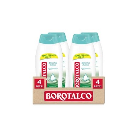 Borotalco, Bagnoschiuma Corpo Fragranza Muschio Bianco, Bagnoschiuma Rinfrescante, Effetto Borotalco sulla Pelle, Ottima per Uom