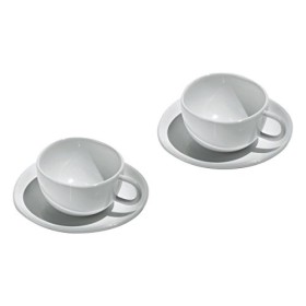 Officina Alessi - SAN06SET - Fruit basket Set di due tazze da caffè con sottotazza in bone china.