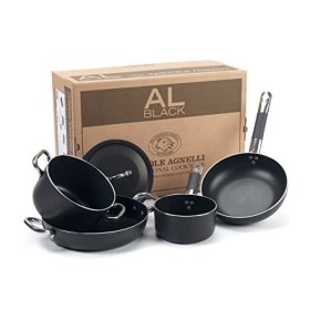 Pentole Agnelli ALSASETALBLACK2 All Black Set per 2 Persone, 3 mm, 5 Pezzi