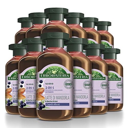 Antica Erboristeria 2 in 1 Shampoo Nutriente Latte di Mandorla, Shampoo e Balsamo per Capelli Rovinati con Ingredienti Naturali,
