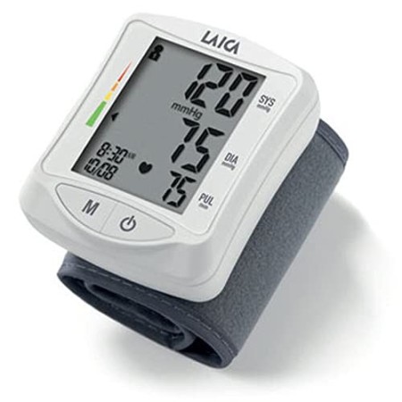 Laica BM1006 Misuratore di Pressione Sanguigna da Polso Automatico, 60 Memorie Totali, Bianco
