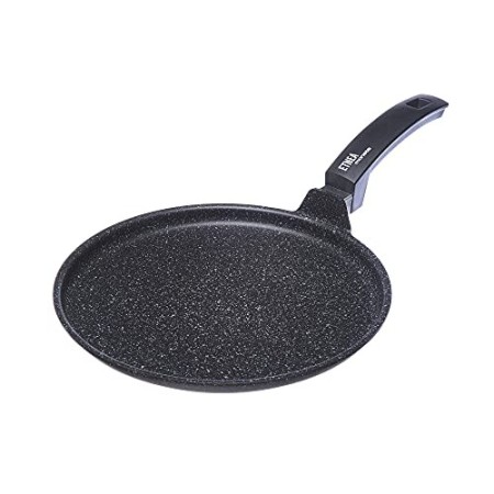 Moneta Etnea Piastra, Alluminio Antiaderente Effetto Pietra, Nero, 32 cm