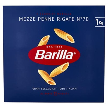 Barilla Pasta Mezze Penne Rigate, Pasta Corta di Semola di Grano Duro, I Classici - 1 kg