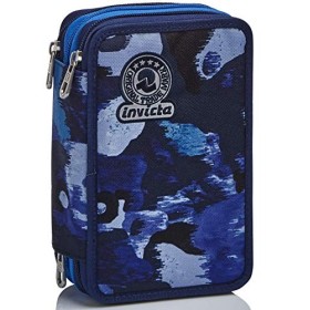 Astuccio 3 Scomparti Invicta , Camo Shade, Blu, Completo di matite, penne, pennarelli…
