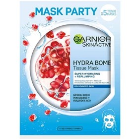 Garnier SkinActive, Maschera in tessuto super-idratante ed energizzante Hydra Bomb, Per pelli disidratate, Melograno, Confezione