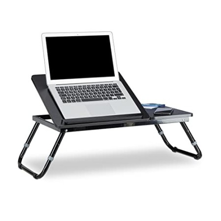 Relaxdays 10013215 Tavolino da Letto, Legno, Nero, 35 x 75 x 40 cm