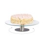Relaxdays Alzata Girevole per Dolci, con Piedistallo, Tortiera per Decorare, Vassoio, Ø 30cm, Trasparente, 7,5 x 30 x 30 cm