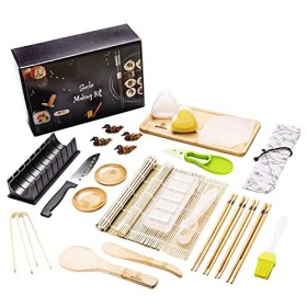 BRODEVET - Kit Sushi Completo NOVITÀ 2022, 28 Pezzi compreso di GUIDA PRATICA, Sushi Kit Professionale, Sushi Fai Da Te Per Pri