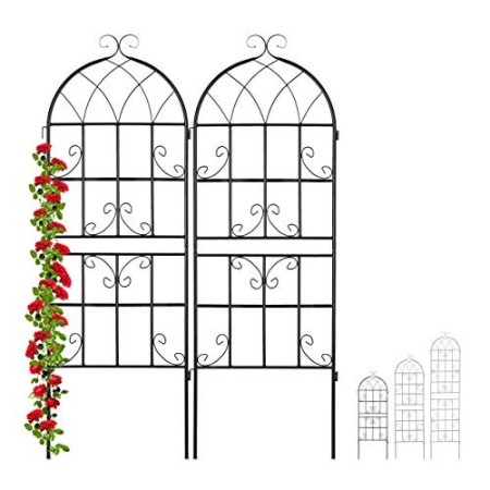 Relaxdays Griglia per Rampicanti, Set da 2 Pannelli da Piantare per Piante, 150 x 50 cm, Traliccio Giardinaggio, Nero