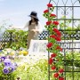 Relaxdays Griglia per Rampicanti, Set da 2 Pannelli da Piantare per Piante, 150 x 50 cm, Traliccio Giardinaggio, Nero