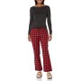 Amazon Essentials Flannel Pajama Set Pigiama, Rosso (Red Buffalo Check/Black T/Shirt), Medium