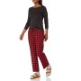 Amazon Essentials Flannel Pajama Set Pigiama, Rosso (Red Buffalo Check/Black T/Shirt), Medium