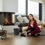 Relaxdays Secchio Raccogli Cenere con Manico Coperchio Paletta e Scopino Nero 19 litri 