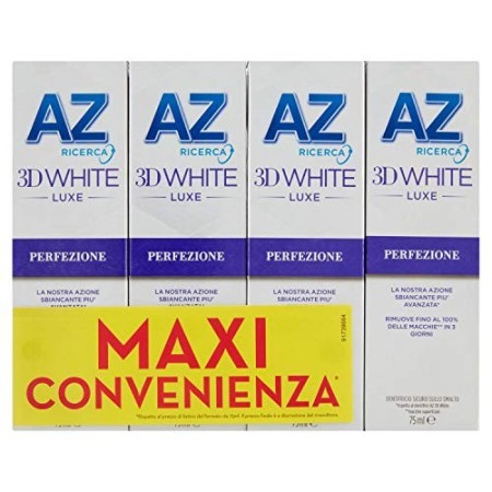 AZ Dentifricio 3D White Luxe Perfezione con Azione Sbiancante Denti Professionale, Rimozione Macchie e Denti più bianchi in 3 G