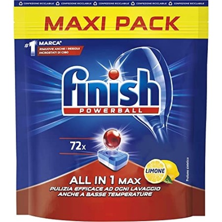 Finish, 72 Pastiglie Per Lavastoviglie, All In One Max, Limone - 7250 Ml
