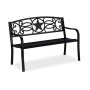 Relaxdays Balcone Panca da Giardino, con Stella Decorativa, a 2 Posti, Rivestimento Antiruggine, Acciaio, 87 x 127 x 55 cm, Nero