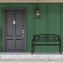 Relaxdays Balcone Panca da Giardino, con Stella Decorativa, a 2 Posti, Rivestimento Antiruggine, Acciaio, 87 x 127 x 55 cm, Nero