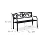 Relaxdays Balcone Panca da Giardino, con Stella Decorativa, a 2 Posti, Rivestimento Antiruggine, Acciaio, 87 x 127 x 55 cm, Nero