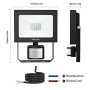 MEIKEE Luce di Sicurezza, Faretto con PIR Sensore di Movimento 10W, Faro Esterno con Sensore a LED 1000LM 6500K, Impermeabile IP