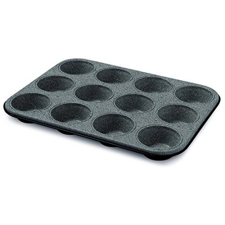 Guardini Blackstone, Stampo 12 muffins 27x35 cm, Acciaio con rivestimento antiaderente, Colore "black-stone"