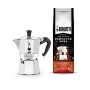 Bialetti Express, Caffettiera 3 Tazze + caffè Macinato Perfetto Moka 200 gr Gusto Nocciola, Confezione Regalo, Alluminio