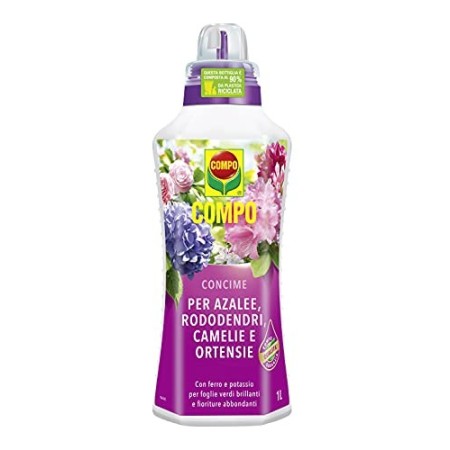 COMPO Concime per Rododendri, Azalee, Camelie e Ortensie, Per tutte le Piante acidofile da balcone, terrazzo o giardino, 1 l