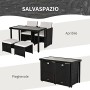 Outsunny Set Mobili da Giardino Rattan 5 Pezzi Tavolo 2 Sedie 2 Poggiapiedi con Cuscini Combinabili a Rettangolo