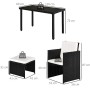 Outsunny Set Mobili da Giardino Rattan 5 Pezzi Tavolo 2 Sedie 2 Poggiapiedi con Cuscini Combinabili a Rettangolo